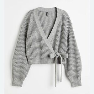 H&M Knit Front Wrap Gray Sweater
